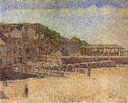 Georges Seurat The Bridge of Port en bessin and Seawall oil painting reproduction
